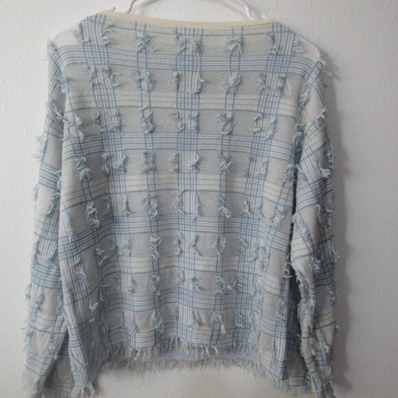 Lafayette 148 New York Size S Fringe-trim Bateau-neck Pullover in Cloud-multi - Picture 3 of 7